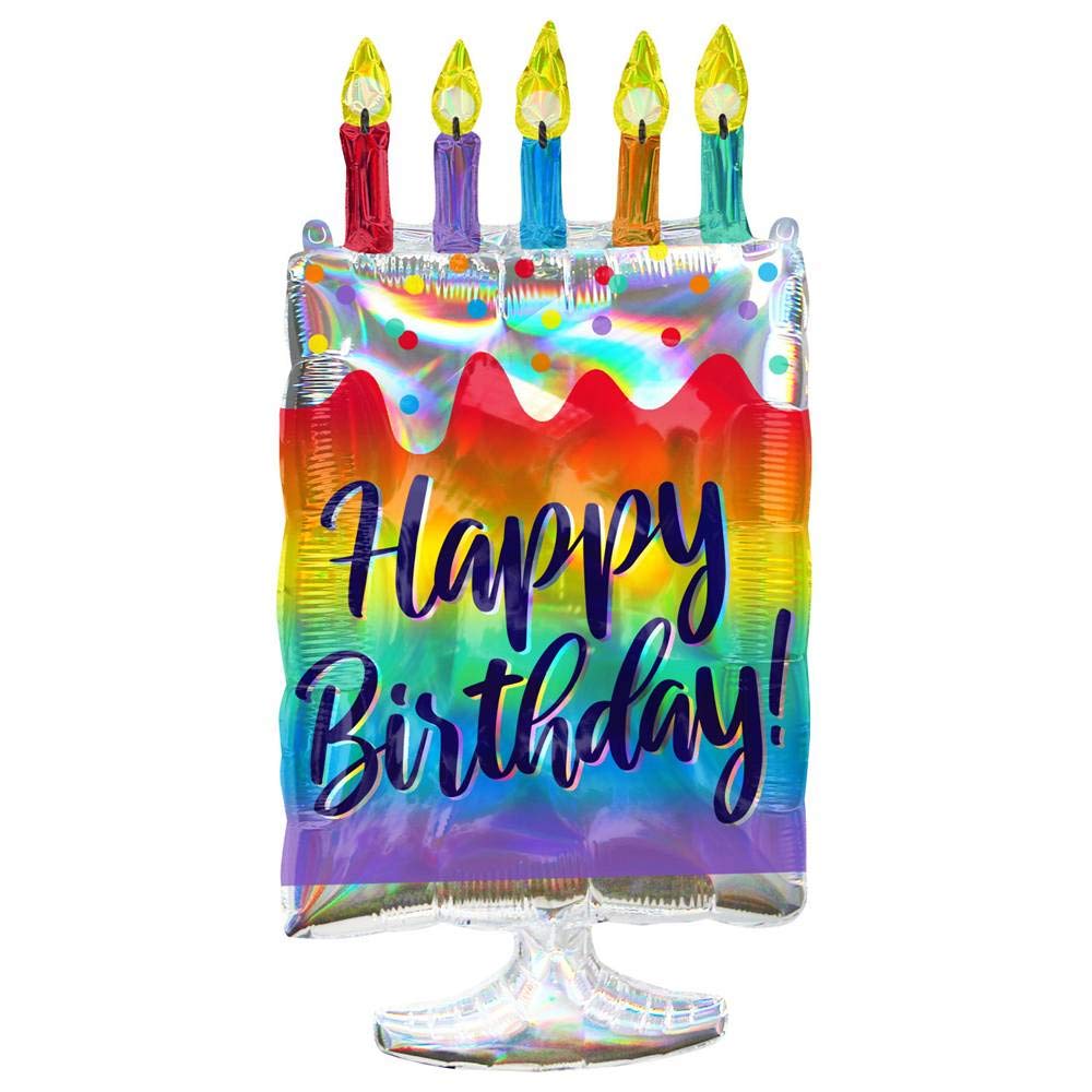 Anagram 30" Happy Birthday Iridescent Cake Balloon